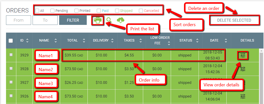 Order List JuiceBox CMS | Custom E-Commerce Websites | Xi Digital